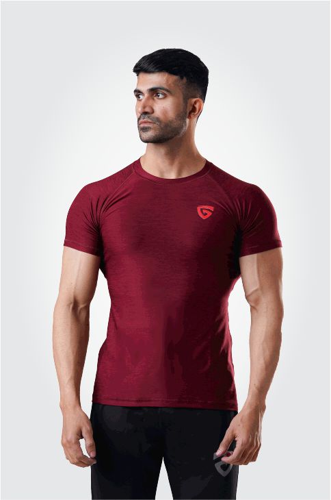 Muscle Texture Tee-Mehroon