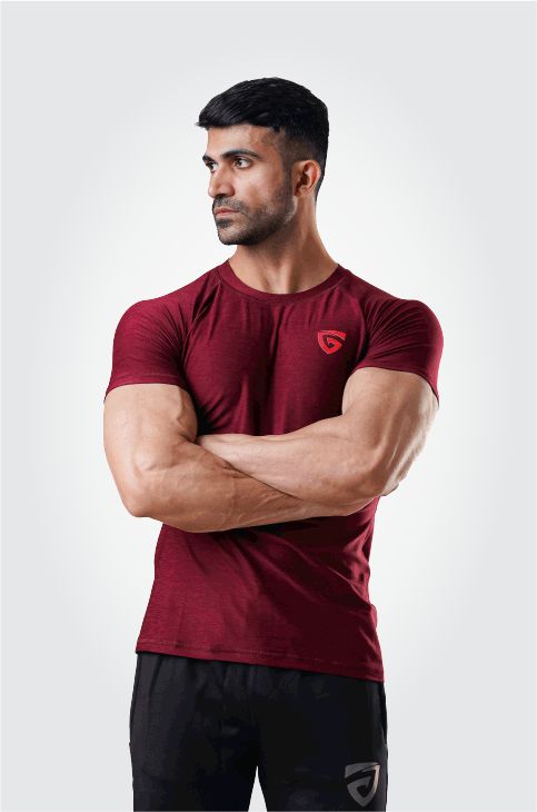 Muscle Texture Tee-Mehroon