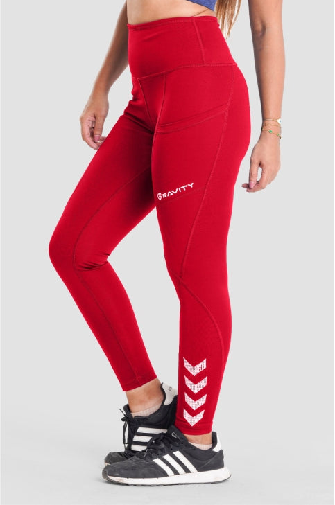 High Waisted Leggings -Red